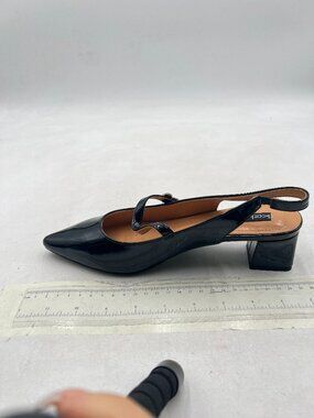 Black Women Pointed Toe Cutout Slingback Pumps Low Heel Comfortable Office Shoes